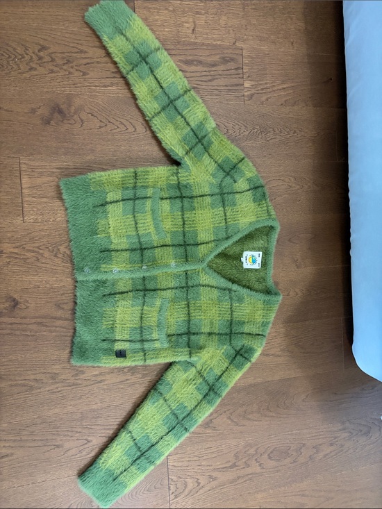 UNIF Sweaters - UNIF Green Plaid Fuzzy Cardigan